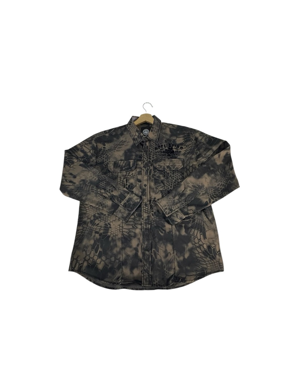 Affliction Sanction Freedom Defender Mens XL Skull Snake Biker Button Up Shirt